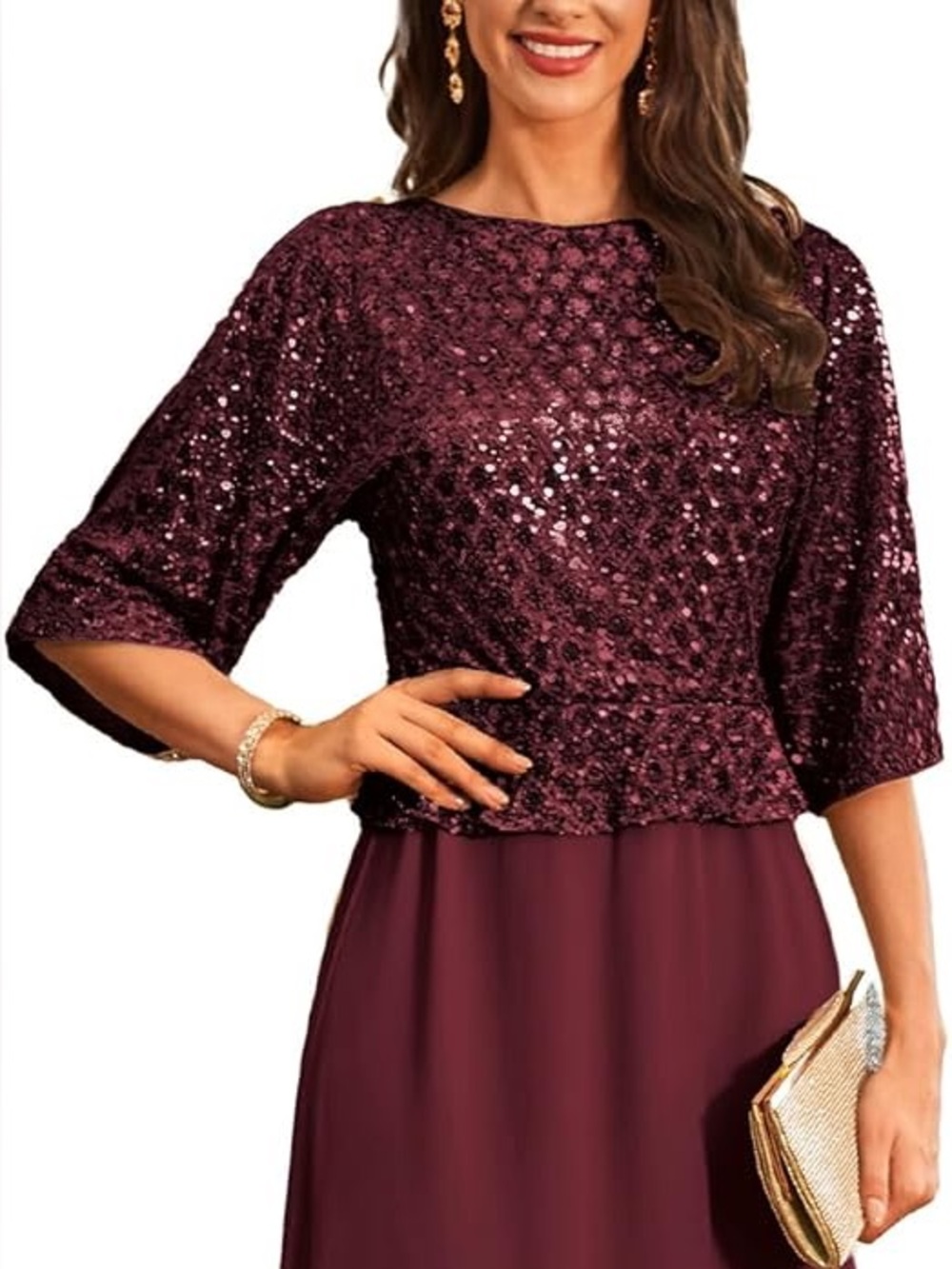 GRACE KARIN Sequin Dress for Women. Wedding Formal Chiffon Evening Gown. Size:XL
